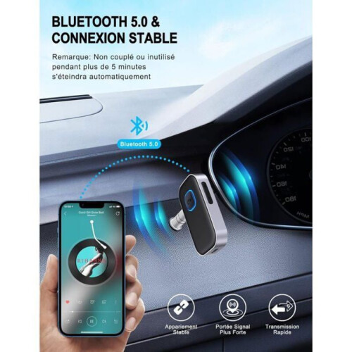 Δέκτης Bluetooth αυτοκινήτου - JEIIBRZUI - Προσαρμογέας AUX 3,5 χιλ. - Bluetooth 5.0 - Μείωση θορύ 2