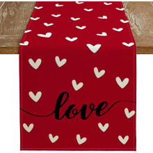 Valentines Day Table Runner Red Burlap 13x83 Inches