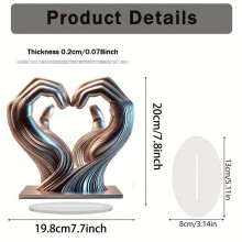 2X Love Finger Statue Heart-Shape Acrylic Hands Sculpture Modern Art Crafts Home Decor Aesthetic Decoration for Bedroom