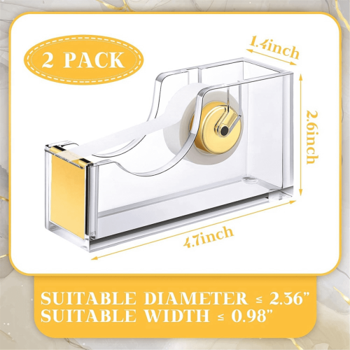 Acryl tapehouder goudkleurig, 2 stuks 2