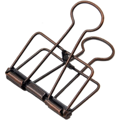 Retro metalen bindclip, antiek messing, groot, 10 stuks 1