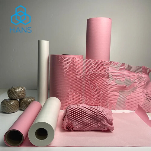 Pink honeycomb packaging paper roll 50 cm x 3 m 1