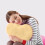 Plush Heart Throw Pillow Yellow Soft Decorative Cushion 4