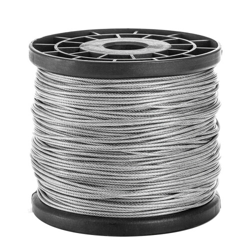 Wire Rope Cable 1/16 inch x 500 feet braided stranded