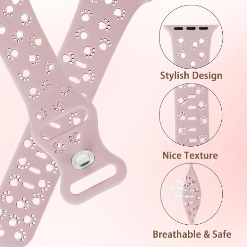 Silikonrem til Apple Watch 38 mm–49 mm med hundepotedesign, 2-pakning 2