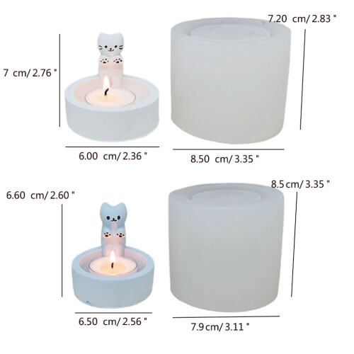 Silicone Candle Mold Cute Cat Shape 1 Piece 2
