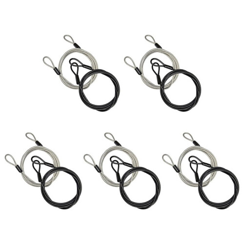 Security Cable Lock Braided Steel 100 cm 5 Pack