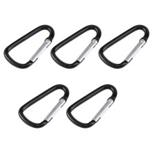 Carabiner Hooks Black Aluminum Alloy 4mm 5 pcs