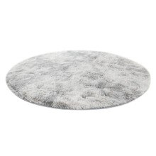 Fluffy Round Rug Gray Shag Plush 5 ft