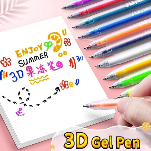 3D colored gel pen glitter highlighter 6 pcs 2