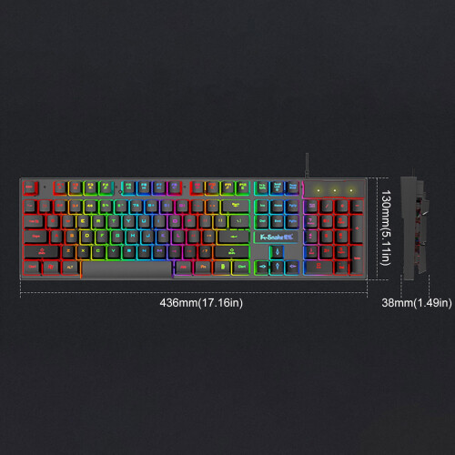 Godom USB wired gaming keyboard with rainbow LED backlight 2