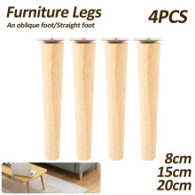 Solid Oak Wood Sofa Legs with Metal Plate 4 pcs