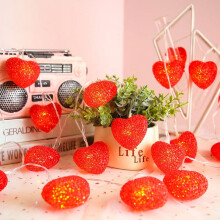 Heart String Lights Red 4.92 Feet 10 LED Indoor Outdoor