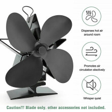 MesaSe silent heat-powered wood stove fan black 4-blade