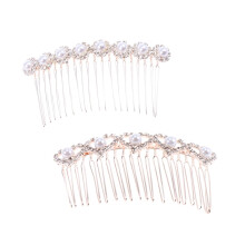 Pearl Hair Comb with Rhinestones Alloy 2 pcs