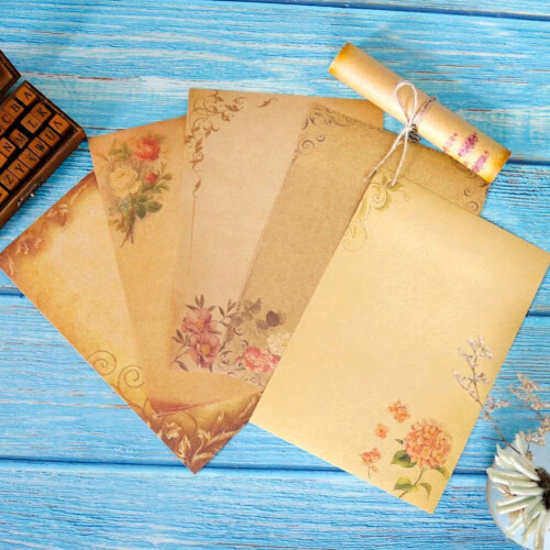 Ρετρό Vintage Χαρτί Επιστολών Kraft Brown8Sheets 1