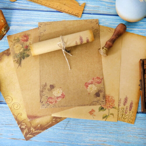 Ρετρό Vintage Χαρτί Επιστολών Kraft Brown8Sheets 2