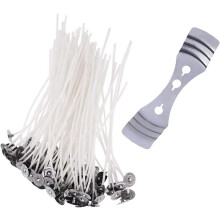 Cotton candle wicks with steel holders 100 pcs 15 cm