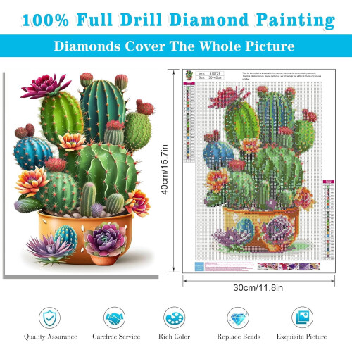 AdMeothan Diamond Painting Kit 5D Full Drill Succulent 2