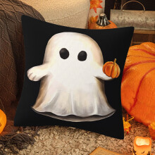 Pumpkin Ghost Halloween Pillow Cover Cotton Linen 18x18 Inch
