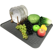 POWKOL dish drying mat silicone gray 23 x 18 inches