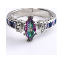 Art Deco Style Cubic Zirconia Oval Ring for Women