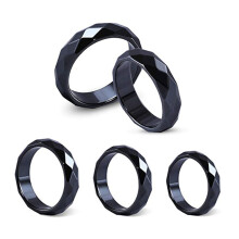 Hematite Magnetic Ring Black Stone Band for Women and Men