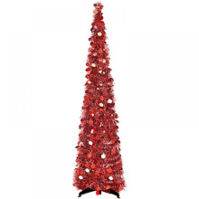 Artificial Christmas Tree Pop-Up 5 ft Red Tinsel
