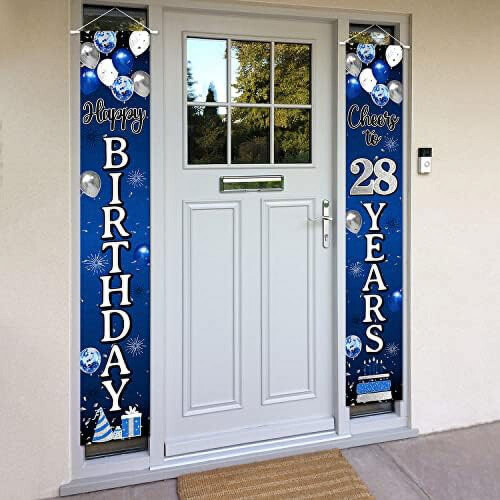 60th Birthday Decoration Blue Silver Balloon Banner 2