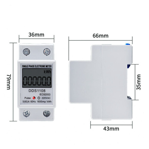 Single Phase Energy Meter LCD Display 50A 60A 1pc 2