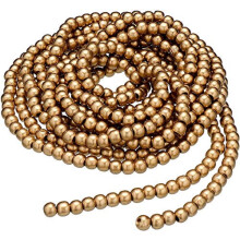 Wooden Bead Garland Christmas Tree Decoration 12 Feet Gold