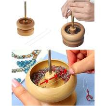 Bead spinner bowl for jewelry making wooden 1 piece