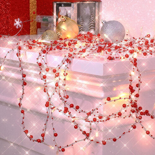Christmas String Lights Berry Beaded Garland 10FT 30LED