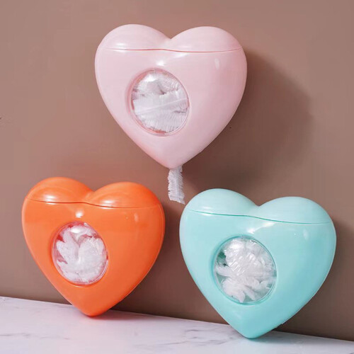 Pink heart-shaped plastic wrap dispenser wall-mounted large