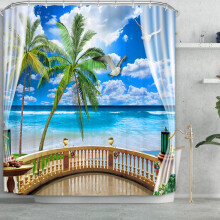 Ocean Tropical Island Shower Curtain Polyester 72x72