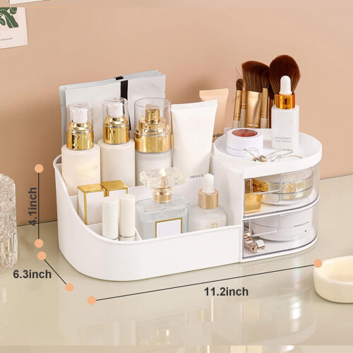 Makeup Organizer White Clear Drawers Large Capacity 1