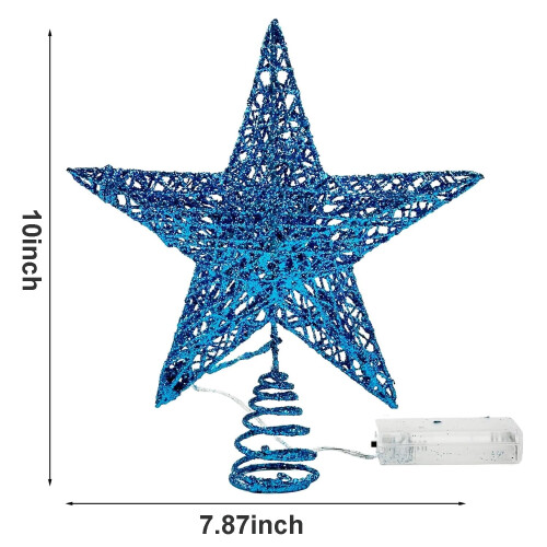 GoXteam Lighted Christmas Star Tree Topper Silver Blue 1