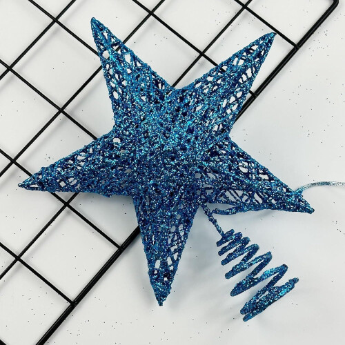 GoXteam Lighted Christmas Star Tree Topper Silver Blue 2