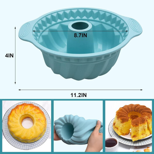 Gray Silicone Cake Pan Non-Stick Fluted Tube Design 2