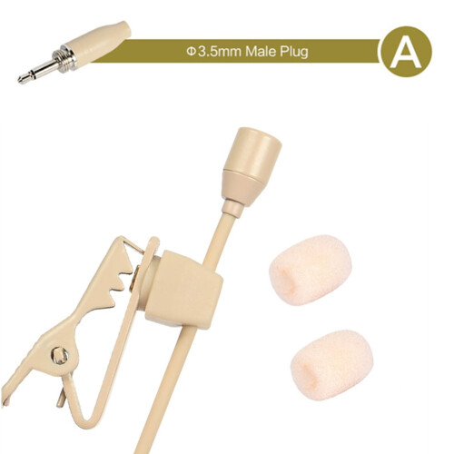 Beige lavalier lapel microphone 3.5mm 3-pin/4-pin XLR