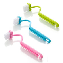 Toilet under-rim cleaning brush S-shaped curved handle 3 pcs