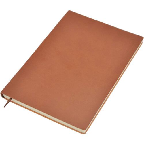 Plain leather A5 lined notebook softcover brown