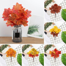 Artificial Red Maple Leaves with Stem UV Resistant 1 Piece