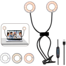Clip-on LED Ring Light for Video Conferencing USB Desk Lamp