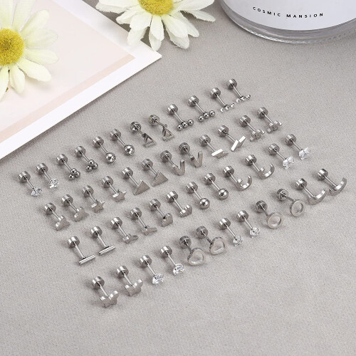 Jstyle stainless steel stud earrings 24 pairs 1