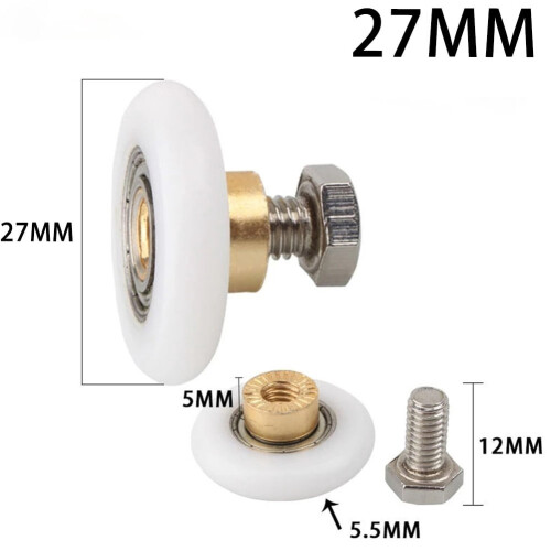 Shower Room Pulley Nylon Copper Roller 27mm 4pcs