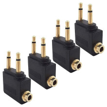 Airplane Headphone Adapter Golden Plated 3.5mm 4 Pack