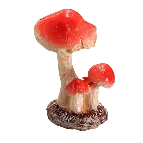 Red Mushroom Toadstool Figurine for Fairy Garden 3 pcs