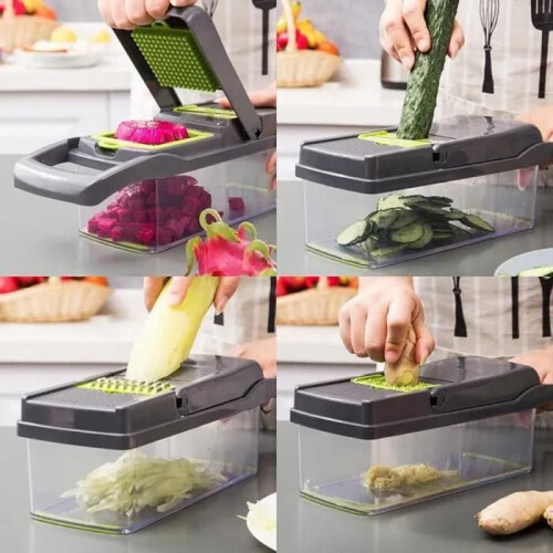Professional multifunctional slicer, kitchen accessory for slicing, dicing and grating vegetables. 2