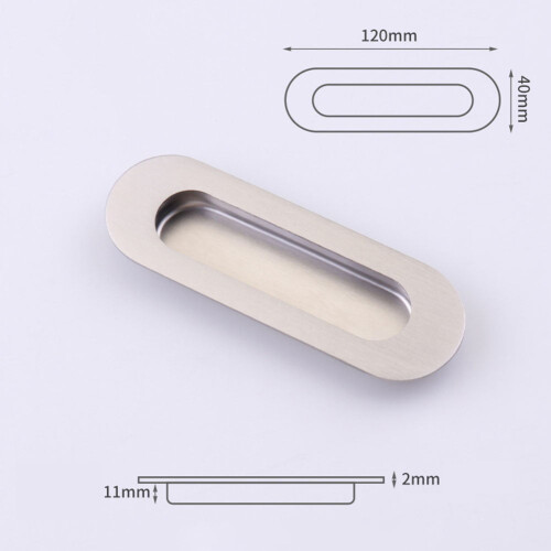 Stainless Steel Concealed Sliding Door Handle Round Silver